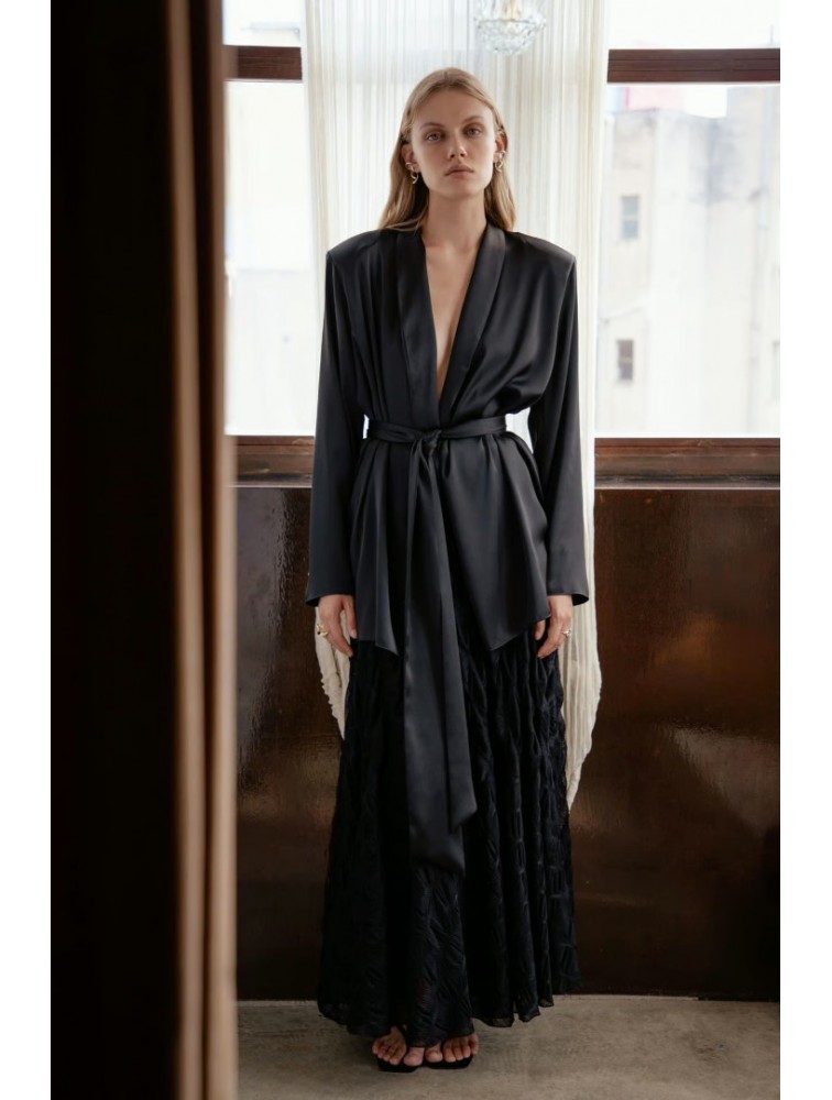 NIDODILEDA Rhia Blazer Satin Black Μαύρο Σατέν Μπλέιζερ