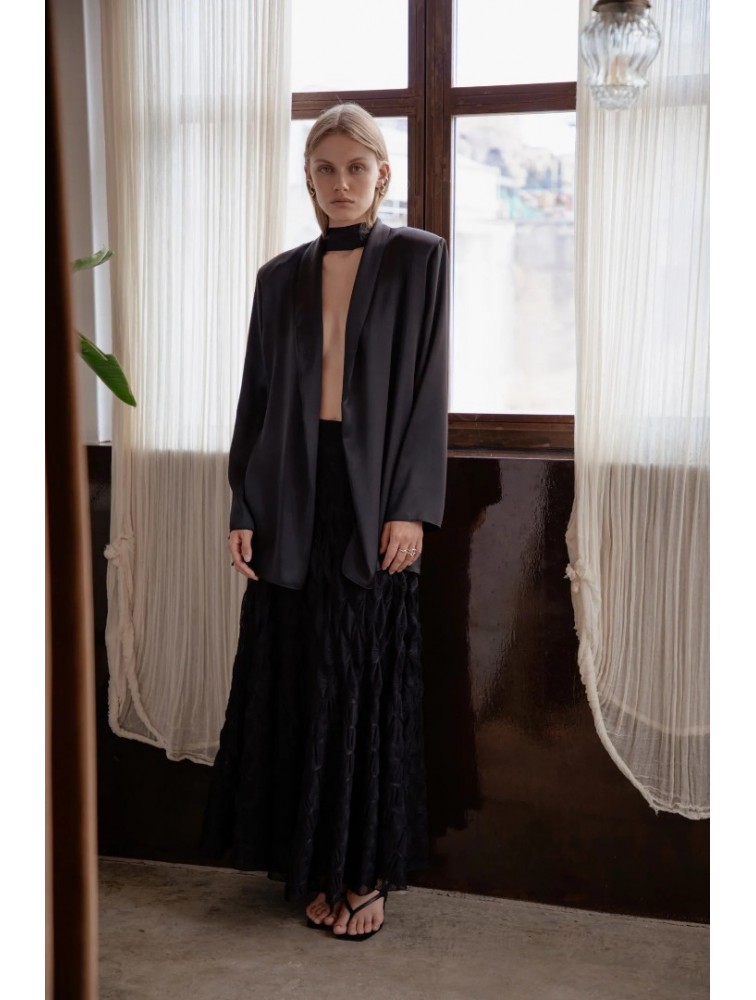 NIDODILEDA Rhia Blazer Satin Black Μαύρο Σατέν Μπλέιζερ
