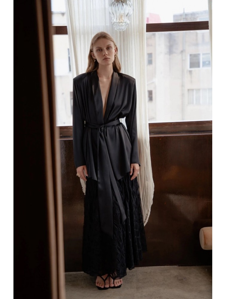 NIDODILEDA Rhia Blazer Satin Black Μαύρο Σατέν Μπλέιζερ