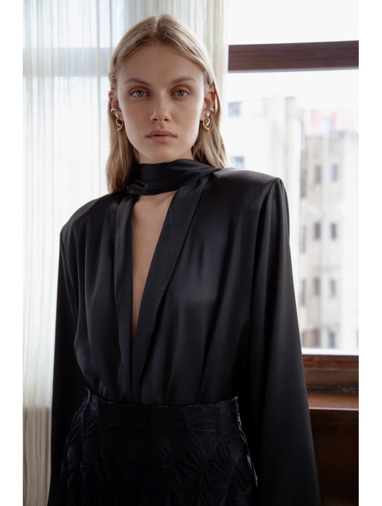 NIDODILEDA Rhia Blazer Satin Black Μαύρο Σατέν Μπλέιζερ