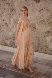 NIDODILEDA Rise Dress and Scarf Muslin Bead Embroidered Semi Sheer