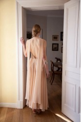 NIDODILEDA Rise Dress and Scarf Muslin Bead Embroidered Semi Sheer