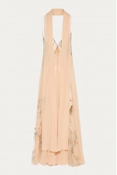 NIDODILEDA Rise Dress and Scarf Muslin Bead Embroidered Semi Sheer