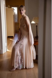 NIDODILEDA Rise Dress and Scarf Muslin Bead Embroidered Semi Sheer