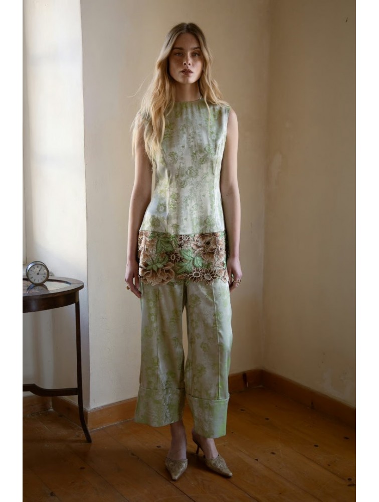 NIDODILEDA Route Top Dress Satin Floral Crochet Embellished