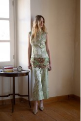 NIDODILEDA Route Top Dress Satin Floral Crochet Embellished