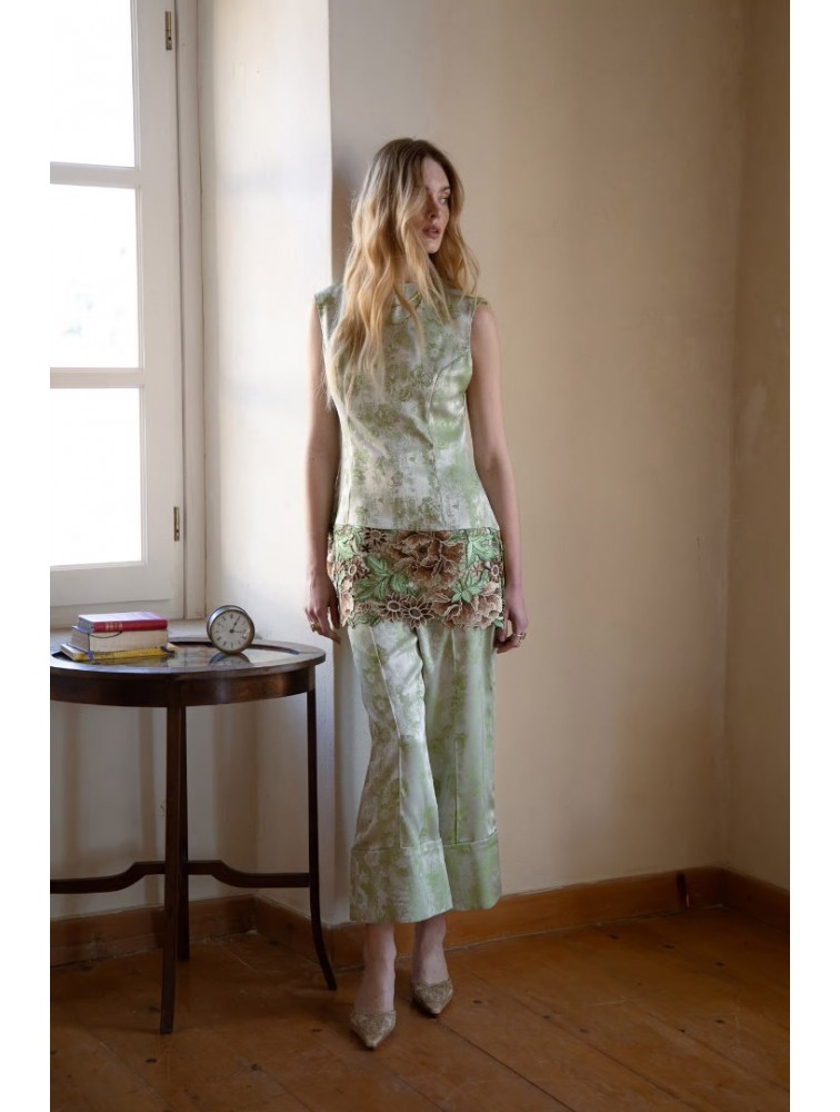 NIDODILEDA Route Top Dress Satin Floral Crochet Embellished