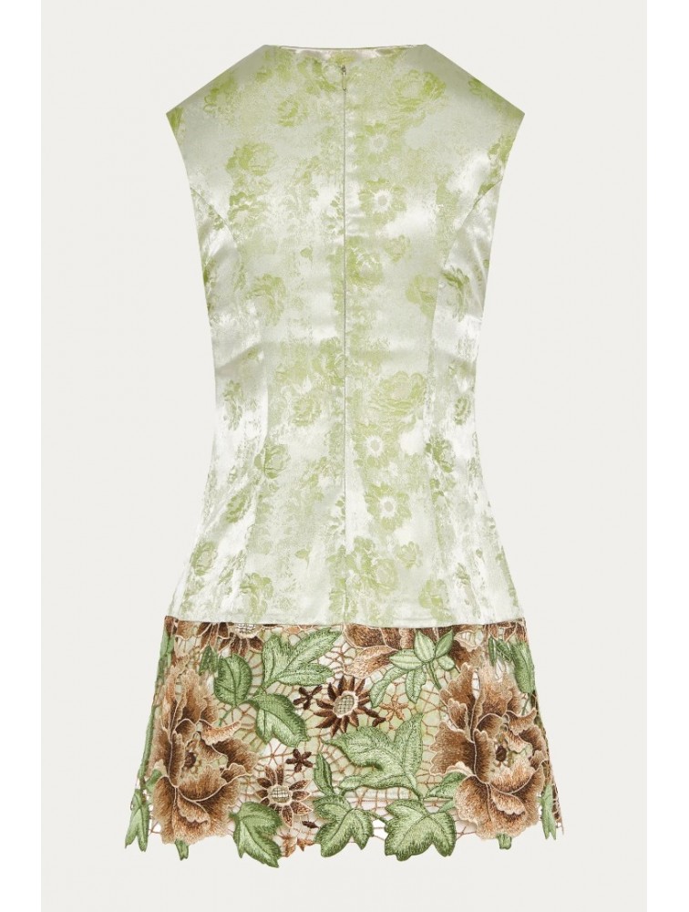 NIDODILEDA Route Top Dress Satin Floral Crochet Embellished