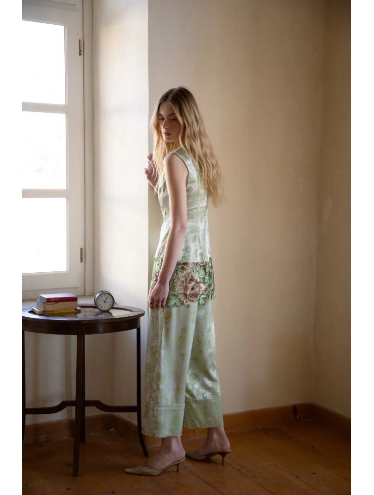 NIDODILEDA Route Top Dress Satin Floral Crochet Embellished