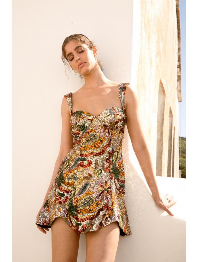 NIDODILEDA Sabellia Dress Sequined Mini Multi Παγετένιο Φόρεμα