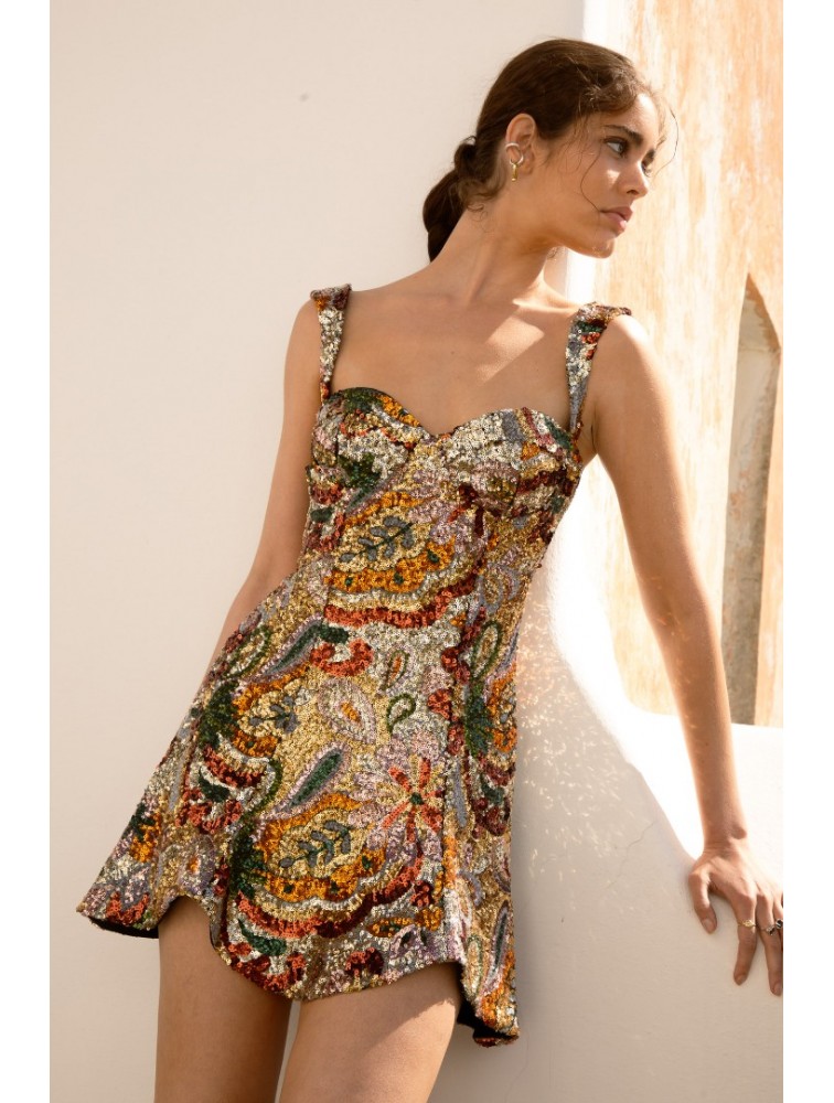 NIDODILEDA Sabellia Dress Sequined Mini Multi Παγετένιο Φόρεμα