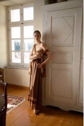 NIDODILEDA Scope Pants Satin Lace Embellished Chocolate Brown Satin Pants