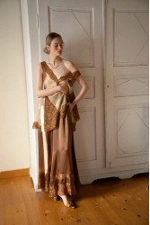 NIDODILEDA Scope Pants Satin Lace Embellished Chocolate Brown Satin Pants