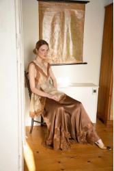 NIDODILEDA Scope Pants Satin Lace Embellished Chocolate Brown Satin Pants