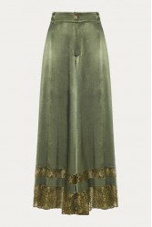 NIDODILEDA Scope Pants Satin Lace Embellished Olive Green