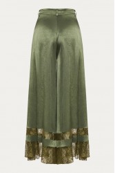 NIDODILEDA Scope Pants Satin Lace Embellished Olive Green