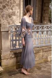 NIDODILEDA Seaze Shawl Sequined Floral Applique Μπλε Σάλι