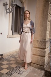 NIDODILEDA Seaze Shawl Sequined Floral Applique Μπλε Σάλι