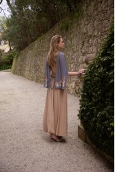 NIDODILEDA Seaze Shawl Sequined Floral Applique Μπλε Σάλι