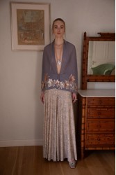 NIDODILEDA Seaze Shawl Sequined Floral Applique Μπλε Σάλι