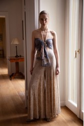NIDODILEDA Seaze Shawl Sequined Floral Applique Μπλε Σάλι