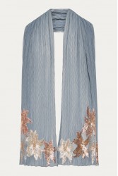 NIDODILEDA Seaze Shawl Sequined Floral Applique Μπλε Σάλι