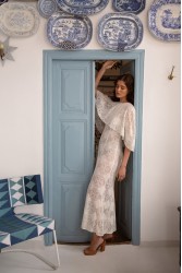 NIDODILEDA Span Dress Geometric Lace Overlay