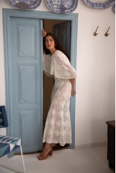 NIDODILEDA Span Dress Geometric Lace Overlay