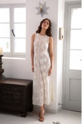NIDODILEDA Span Dress Geometric Lace Overlay