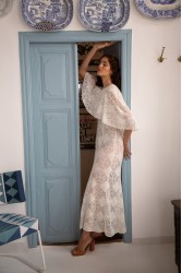 NIDODILEDA Span Dress Geometric Lace Overlay