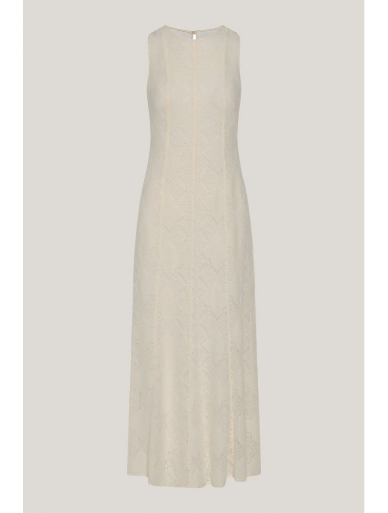 NIDODILEDA Span Dress Geometric Lace Overlay