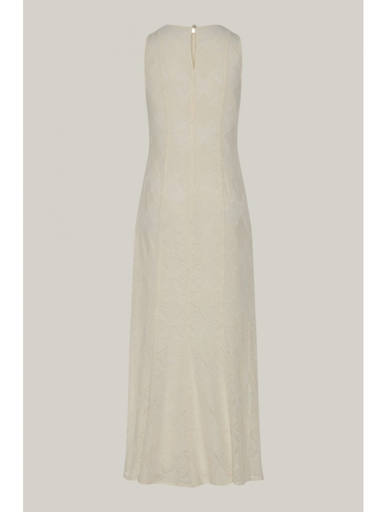 NIDODILEDA Span Dress Geometric Lace Overlay