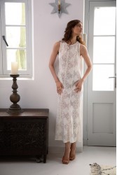 NIDODILEDA Span Dress Geometric Lace Overlay