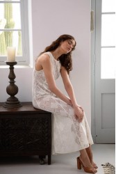 NIDODILEDA Span Dress Geometric Lace Overlay