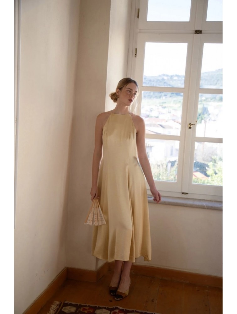 NIDODILEDA Stance Dress Satin Butter Yellow