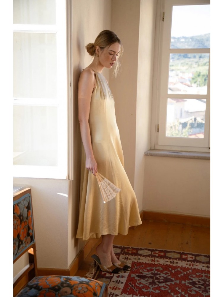 NIDODILEDA Stance Dress Satin Butter Yellow