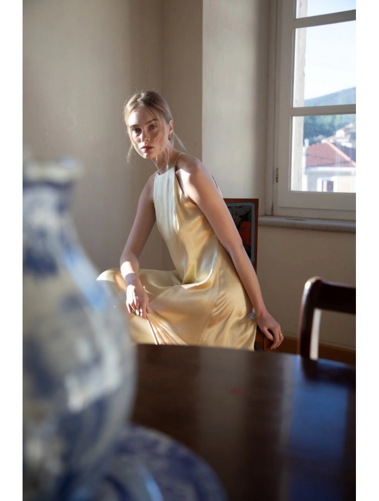 NIDODILEDA Stance Dress Satin Butter Yellow