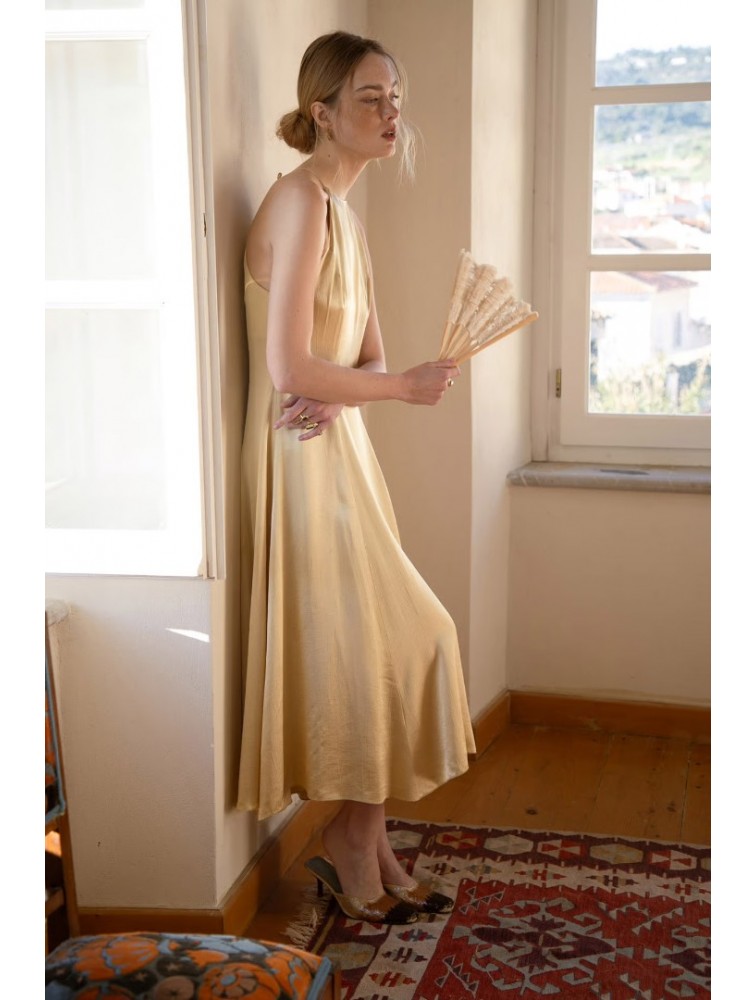 NIDODILEDA Stance Dress Satin Butter Yellow