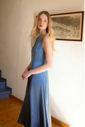 NIDODILEDA Stance Dress Satin Denim Blue