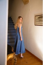 NIDODILEDA Stance Dress Satin Denim Blue