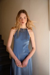 NIDODILEDA Stance Dress Satin Denim Blue