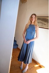 NIDODILEDA Stance Dress Satin Denim Blue