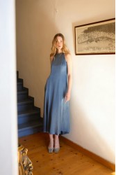NIDODILEDA Stance Dress Satin Denim Blue