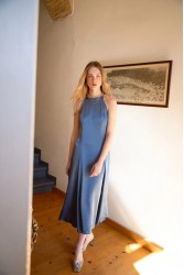NIDODILEDA Stance Dress Satin Denim Blue