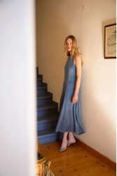 NIDODILEDA Stance Dress Satin Denim Blue