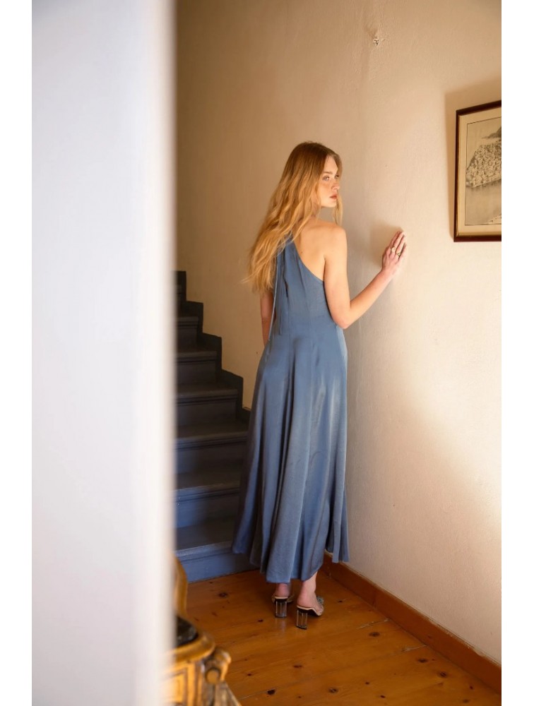NIDODILEDA Stance Dress Satin Denim Blue