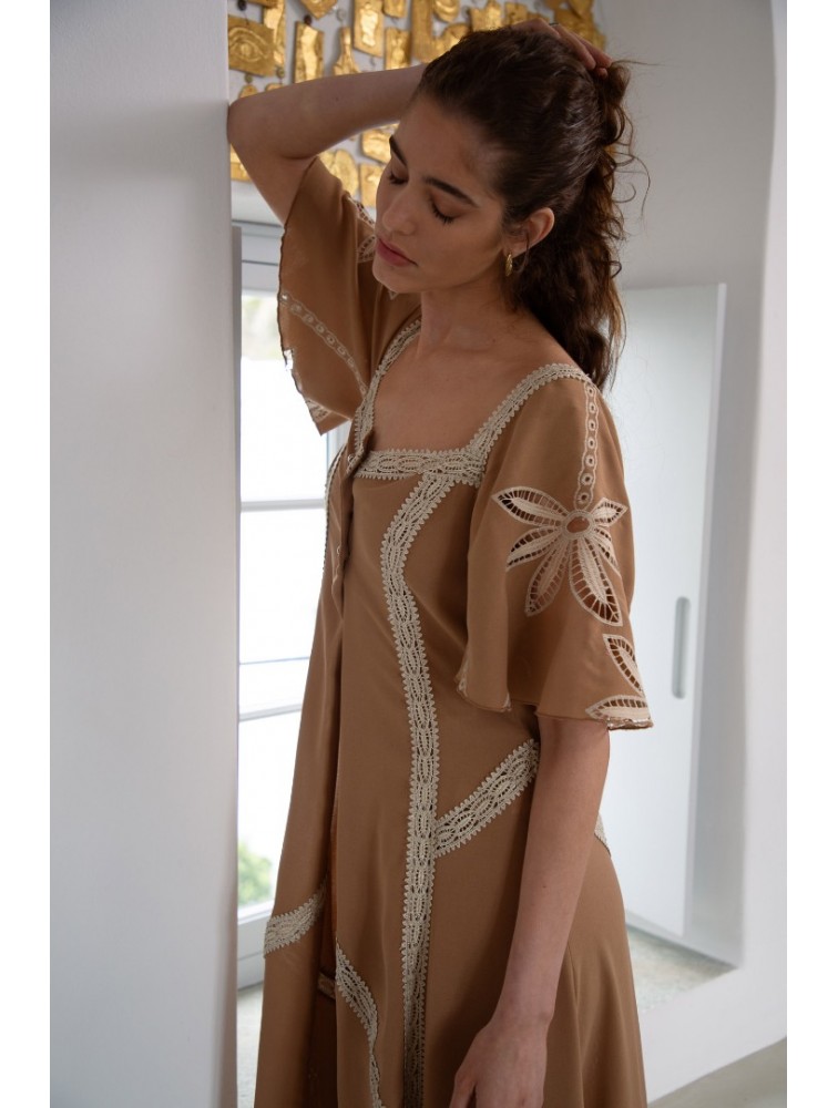 NIDODILEDA Stream Tunic Embroidered Cut Out Lace Embellished