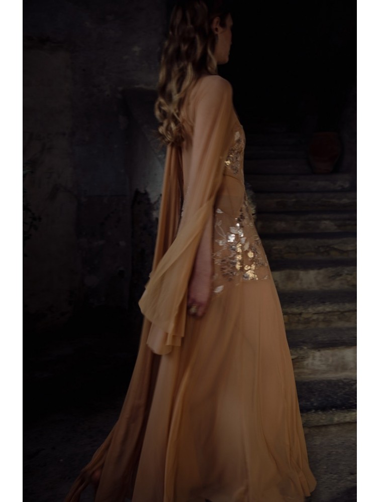 NIDODILEDA Temple Dress Tan Rose Gold Ροζ Χρυσό Φόρεμα