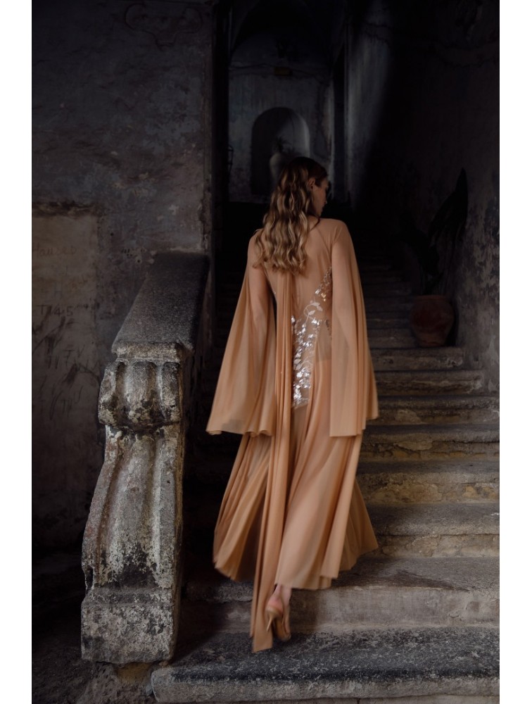 NIDODILEDA Temple Dress Tan Rose Gold Ροζ Χρυσό Φόρεμα