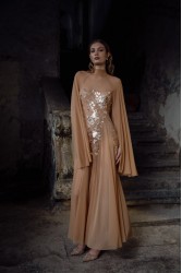 NIDODILEDA Temple Dress Tan Rose Gold Ροζ Χρυσό Φόρεμα